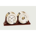 4 1/2" Nickel Ship's Bell Dial Clock/Hinged Bezel on Double Base
